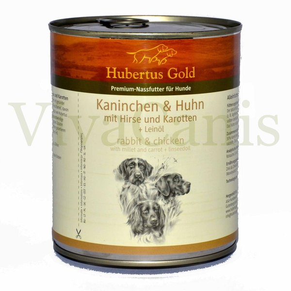 Hubertus Gold ® Premium Dosenmenü Kaninchen & Huhn mit Hirse und Karotten