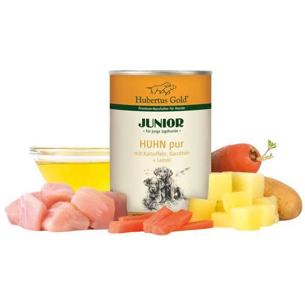 Hubertus Gold ® Premium-Dosenmenü Junior Huhn pur mit Kartoffel und Karotte