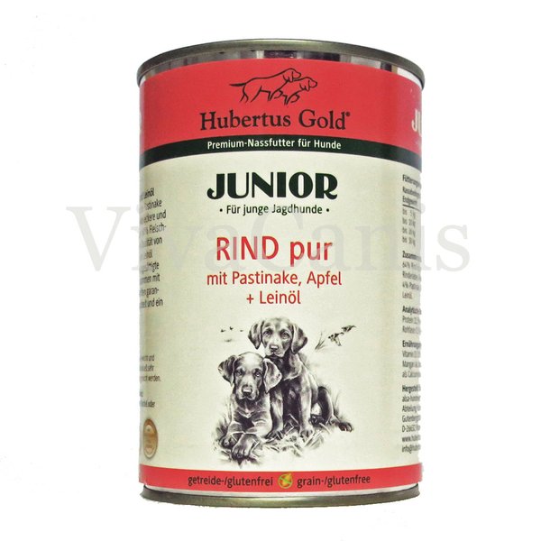 Hubertus Gold ® Premium-Dosenmenü Junior Rind pur mit Pastinake und Apfel